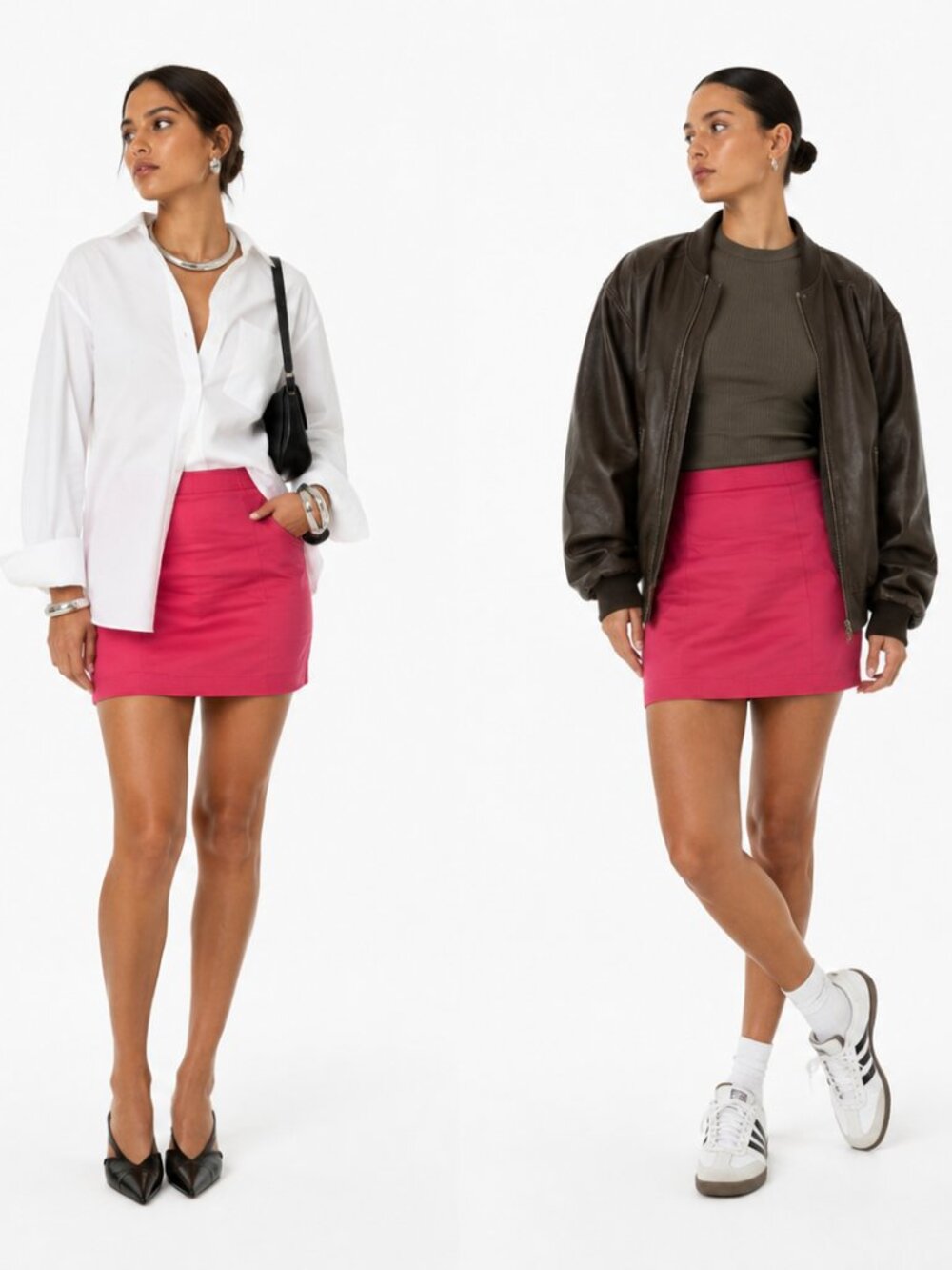 Anne Klein Fuchsia Pink Cotton Mini Skirt